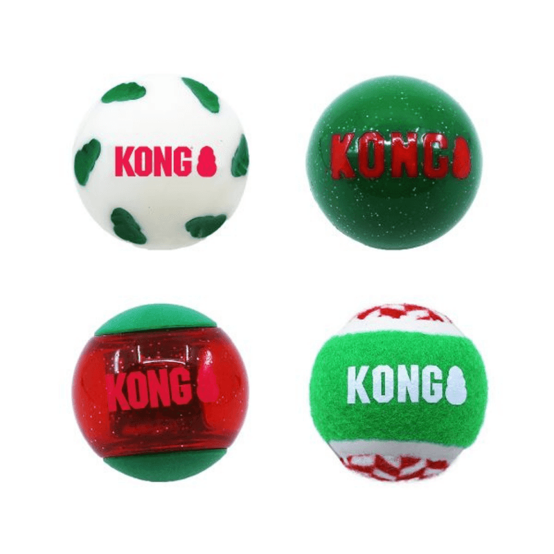 KONG Julleksak Occasions Balls 4p Flerfarget